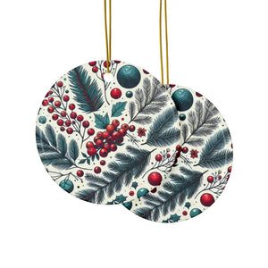 Spruce & Berries Ornaments Glossy Finish Ceramic Decor - Dipaliz - Holiday