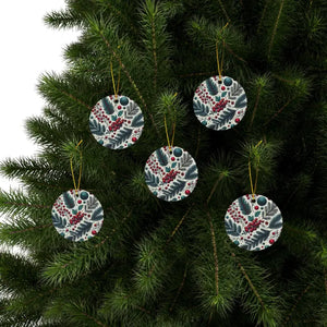 Spruce & Berries Ornaments Glossy Finish Ceramic Decor - Dipaliz - Holiday