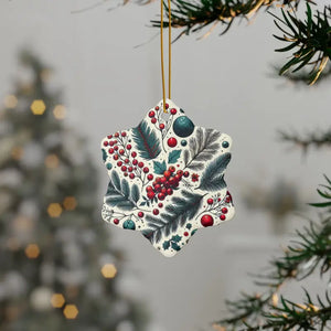 Spruce & Berries Ornaments Glossy Finish Ceramic Decor - Dipaliz - Snowflake / 10 Pcs / one Size - Holiday