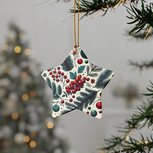 Spruce & Berries Ornaments Glossy Finish Ceramic Decor - Dipaliz - Star / 1 Pc / one Size - Holiday