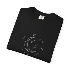 Celestial Crescent Moon T-shirt - Starry Night Graphic Tee