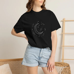 Celestial Crescent Moon T-shirt - Starry Night Graphic Tee