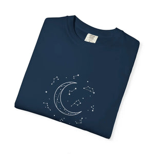 Celestial Crescent Moon T-shirt - Starry Night Graphic Tee