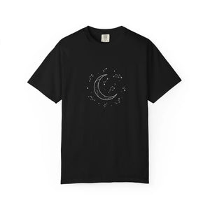 Celestial Crescent Moon T-shirt - Starry Night Graphic Tee - Black / s