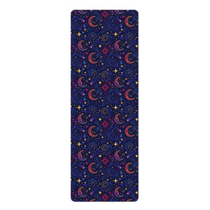 Celestial Nights Rubber Yoga Mat - Galaxy Moon Stars Non-slip - Dipaliz - 24” x 72” - & Pilates Mats