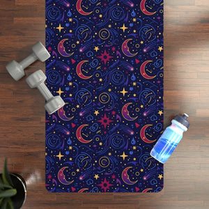 Celestial Nights Rubber Yoga Mat - Galaxy Moon Stars Non-slip - Dipaliz - 24” x 72” - & Pilates Mats