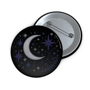 Glossy Celestial Pin Buttons - Moon Accessories - Dipaliz - Pinback