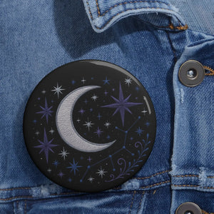 Glossy Celestial Pin Buttons - Moon Accessories - Dipaliz - Pinback