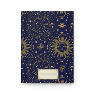 Celestial Sun & Moon Hardcover Journal, Midnight Starry Notebook - Journals
