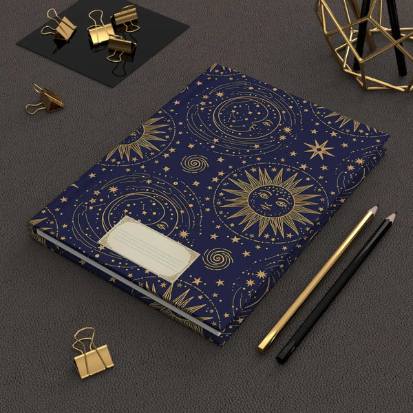Celestial Sun & Moon Hardcover Journal, Midnight Starry Notebook - Journals