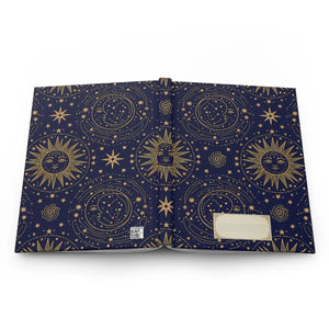 Celestial Sun & Moon Hardcover Journal, Midnight Starry Notebook - Journals