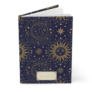 Celestial Sun & Moon Hardcover Journal, Midnight Starry Notebook - Journals
