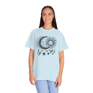 Celestial Sun Moon Graphic T-shirt Cotton Boho Look - Dipaliz - T-shirts