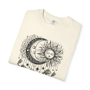 Celestial Sun Moon Graphic T-shirt Cotton Boho Look - Dipaliz - T-shirts