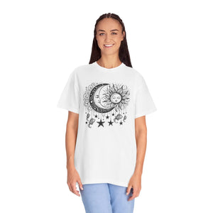 Celestial Sun Moon Graphic T-shirt Cotton Boho Look - Dipaliz - T-shirts