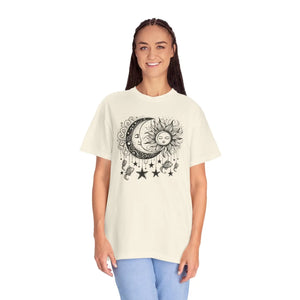 Celestial Sun Moon Graphic T-shirt Cotton Boho Look - Dipaliz - T-shirts