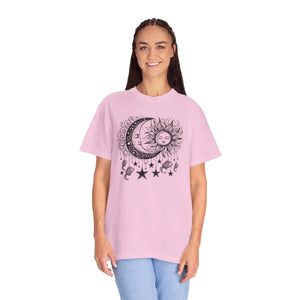 Celestial Sun Moon Graphic T-shirt Cotton Boho Look - Dipaliz - T-shirts
