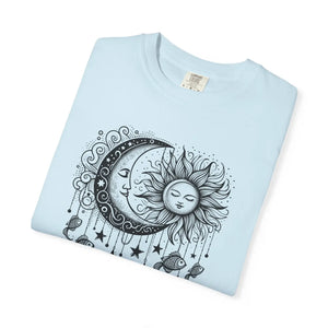Celestial Sun Moon Graphic T-shirt Cotton Boho Look - Dipaliz - T-shirts