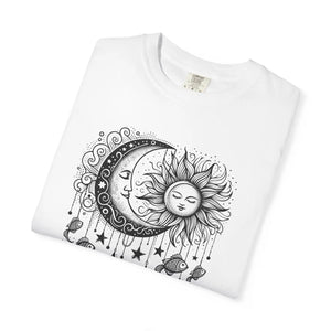 Celestial Sun Moon Graphic T-shirt Cotton Boho Look - Dipaliz - T-shirts