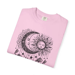 Celestial Sun Moon Graphic T-shirt Cotton Boho Look - Dipaliz - T-shirts