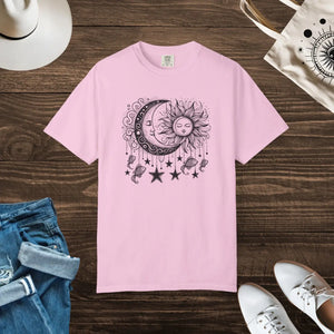 Celestial Sun Moon Graphic T-shirt Cotton Boho Look - Dipaliz - T-shirts