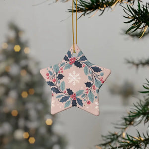 Holly Leaves Ceramic Ornaments - Festive Holiday Decor - Dipaliz - Home