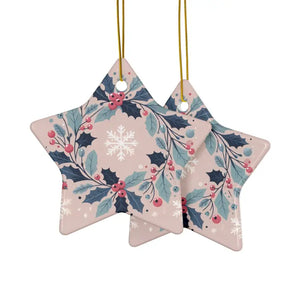 Holly Leaves Ceramic Ornaments - Festive Holiday Decor - Dipaliz - Home