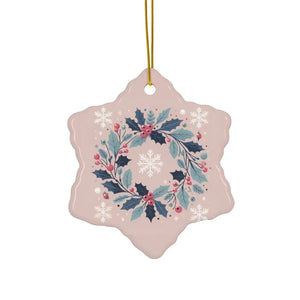 Holly Leaves Ceramic Ornaments - Festive Holiday Decor - Dipaliz - Snowflake / 3 Pcs / one Size - Home