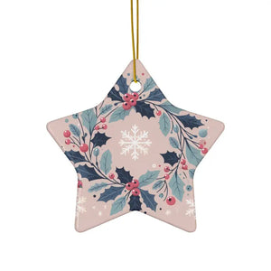 Holly Leaves Ceramic Ornaments - Festive Holiday Decor - Dipaliz - Star / 10 Pcs / one Size - Home