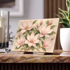 Pink Magnolia Ceramic Photo Tile – 6x6 Wall Art - Dipaliz - Tiles