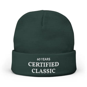 Embroidered Knit Beanie - Certified Classic 60 Years - Dipaliz - one Size / Dark Green - Beanies
