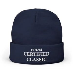 Embroidered Knit Beanie - Certified Classic 60 Years - Dipaliz - one Size / Dark Navy - Beanies