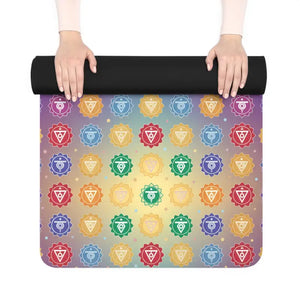 Rubber Yoga Mat - Chakra Mandala Non Slip Rainbow - Dipaliz - 24” x 72” - & Pilates Mats