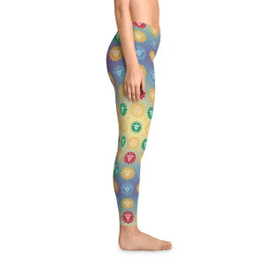 Chakra Symbols Print Leggings - Colorful Yoga Activewear - Dipaliz - l / Seam Thread Color Automatically Matched