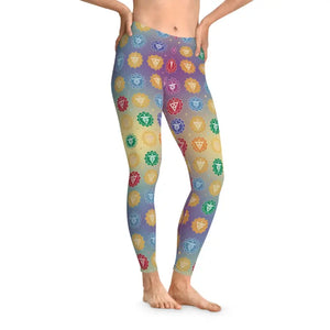 Chakra Symbols Print Leggings - Colorful Yoga Activewear - Dipaliz - l / Seam Thread Color Automatically Matched