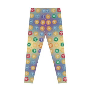 Chakra Symbols Print Leggings - Colorful Yoga Activewear - Dipaliz - l / Seam Thread Color Automatically Matched