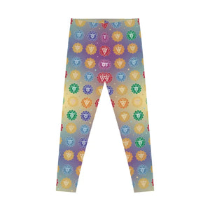 Chakra Symbols Print Leggings - Colorful Yoga Activewear - Dipaliz - l / Seam Thread Color Automatically Matched