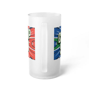 Super Football Frosted Glass Beer Mug 16oz Game Day - Dipaliz - Tumblers