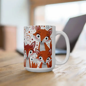 Foxes Ceramic Mug - Cute Playful Fox Print Design - Dipaliz - 15oz - Mugs