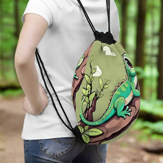 Charming Lizard Drawstring Bag: Stylish Cozy & Eco-friendly - one Size Bags