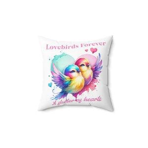 Lovebirds Spun Polyester Square Pillow - Cozy Home Decor - Dipaliz - 14’’ × - Throw Pillows