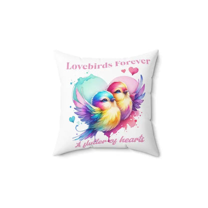 Love Birds Polyester Square Pillow: Stylish Indoor Comfort - Home Decor