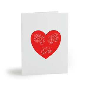 Greeting Cards Happy Valentine’s Red Heart Matching White Envelopes - 8 Pcs / Matte / 4.25” x 5.5” - & Note