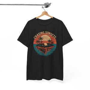 Unisex Heavy Cotton Tee - Chasing Sunsets Crew Neckline - Dipaliz - T-shirts