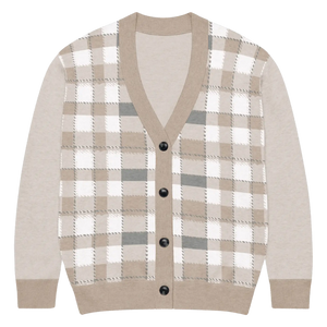 Cozy Plaid Knitted Cardigan - Soft Check Pattern - Dipaliz - Cardigans - Xs