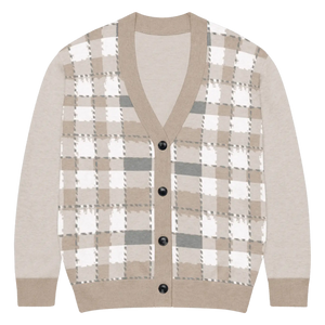 Cozy Plaid Knitted Cardigan - Soft Check Pattern - Dipaliz - Cardigans - Xs