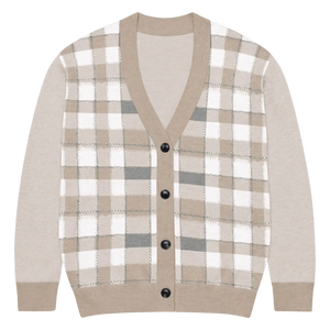 Cozy Plaid Knitted Cardigan - Soft Check Pattern - Dipaliz - Cardigans - Xs