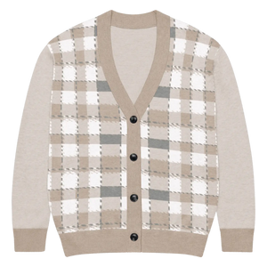 Cozy Plaid Knitted Cardigan - Soft Check Pattern - Dipaliz - Cardigans - Xs
