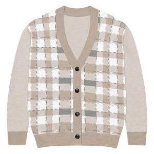 Check Plaid Knitted Cardigan - Cozy Layering Essential - Dipaliz - m - Cardigans