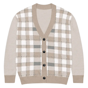 Check Plaid Knitted Cardigan - Cozy Layering Essential - Dipaliz - Xl - Cardigans